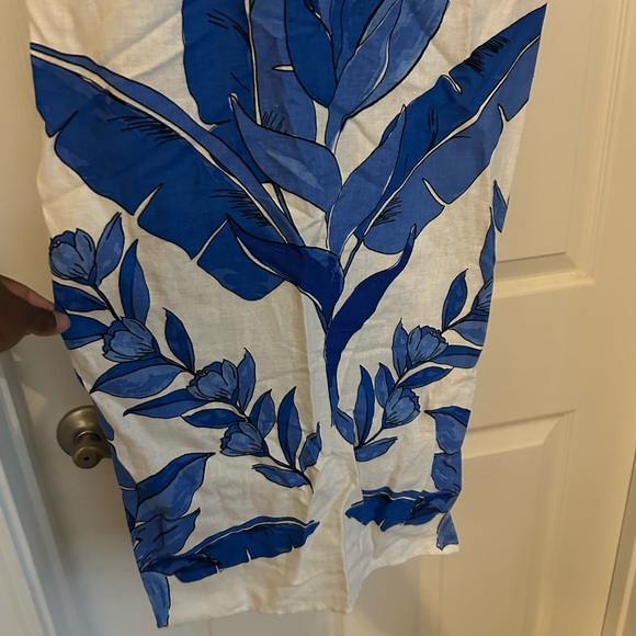 NWT CALYPSO‎ ST. BARTH Linen Blend Beaded Strap Placed Print Midi Dress SZ S - Picture 5 of 16